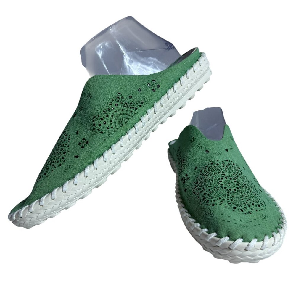 Bernie Mev Perforated Green Slip-On Comfort Mule – Size 41 EU – EUC